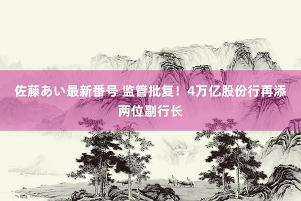 佐藤あい最新番号 监管批复！4万亿股份行再添两位副行长