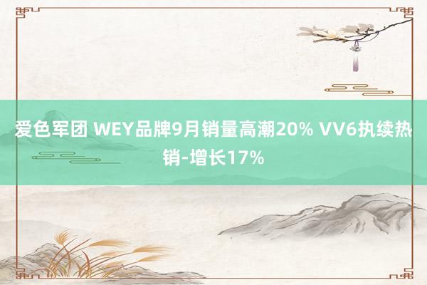 爱色军团 WEY品牌9月销量高潮20% VV6执续热销-增长17%