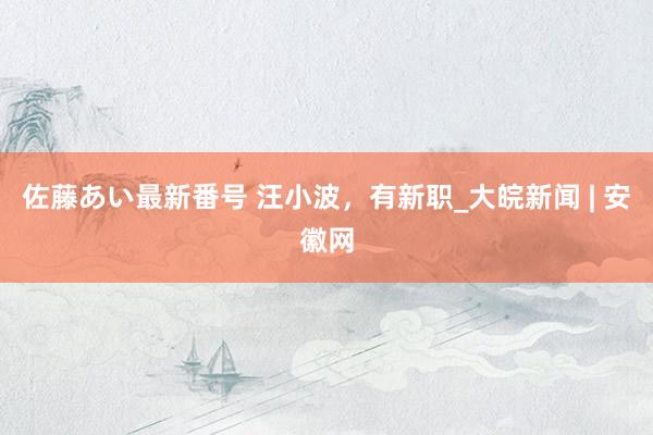 佐藤あい最新番号 汪小波，有新职_大皖新闻 | 安徽网