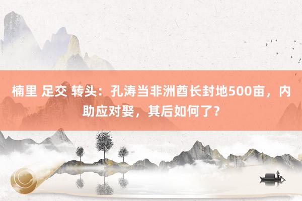 楠里 足交 转头：孔涛当非洲酋长封地500亩，内助应对娶，其后如何了？