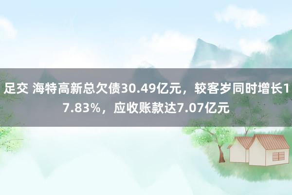 足交 海特高新总欠债30.49亿元，较客岁同时增长17.83%，应收账款达7.07亿元