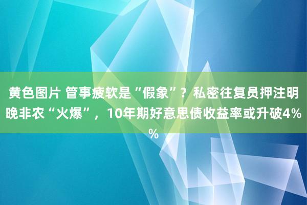 黄色图片 管事疲软是“假象”？私密往复员押注明晚非农“火爆”，10年期好意思债收益率或升破4%